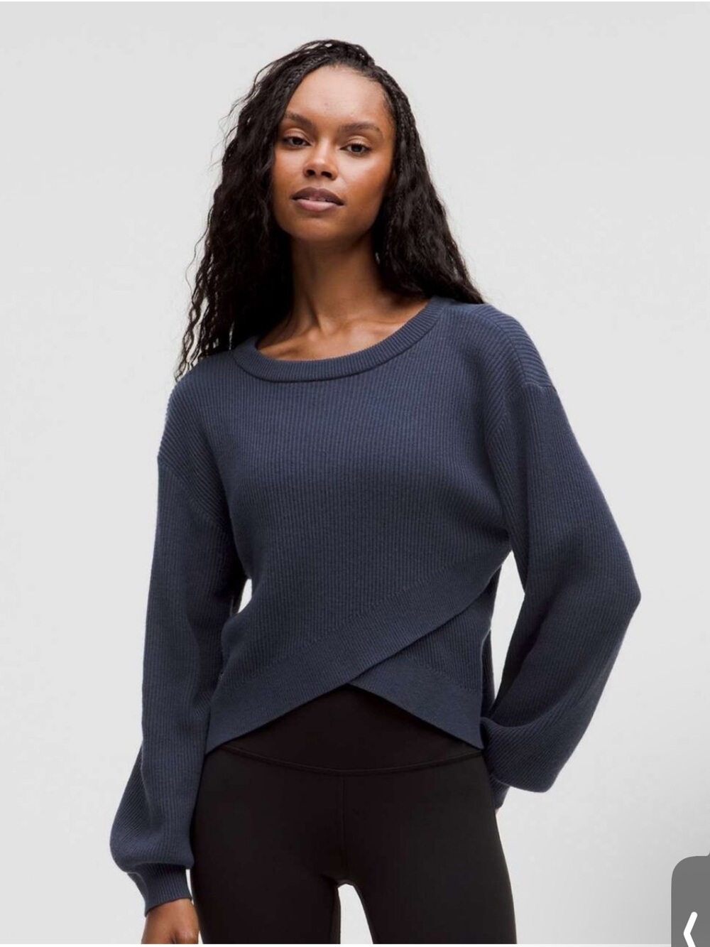 lululemon athletica reversible crossover Crew Neck Sweater navy medium